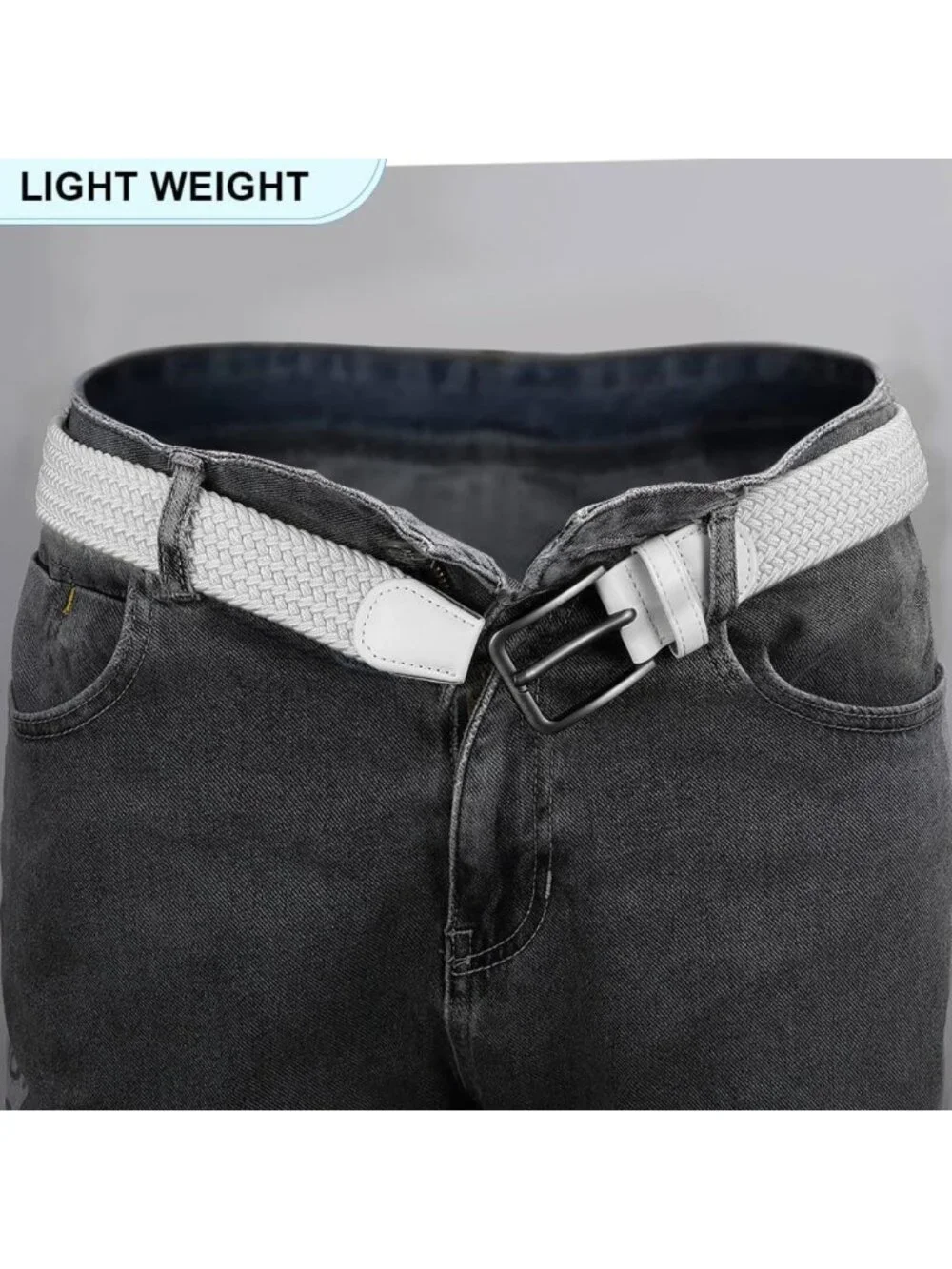 Men's Braided Stretch Belt - Elastic Woven Fabric for Golf & Casual Wear, Gift